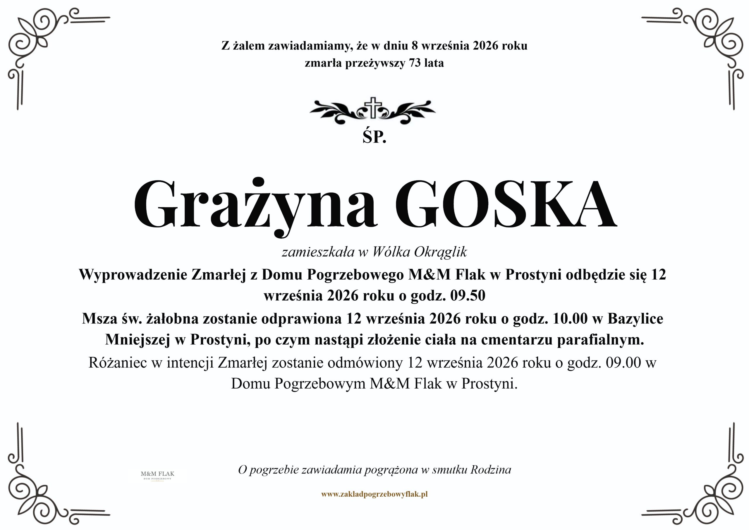 Nekrolog – Grażyna GOSKA