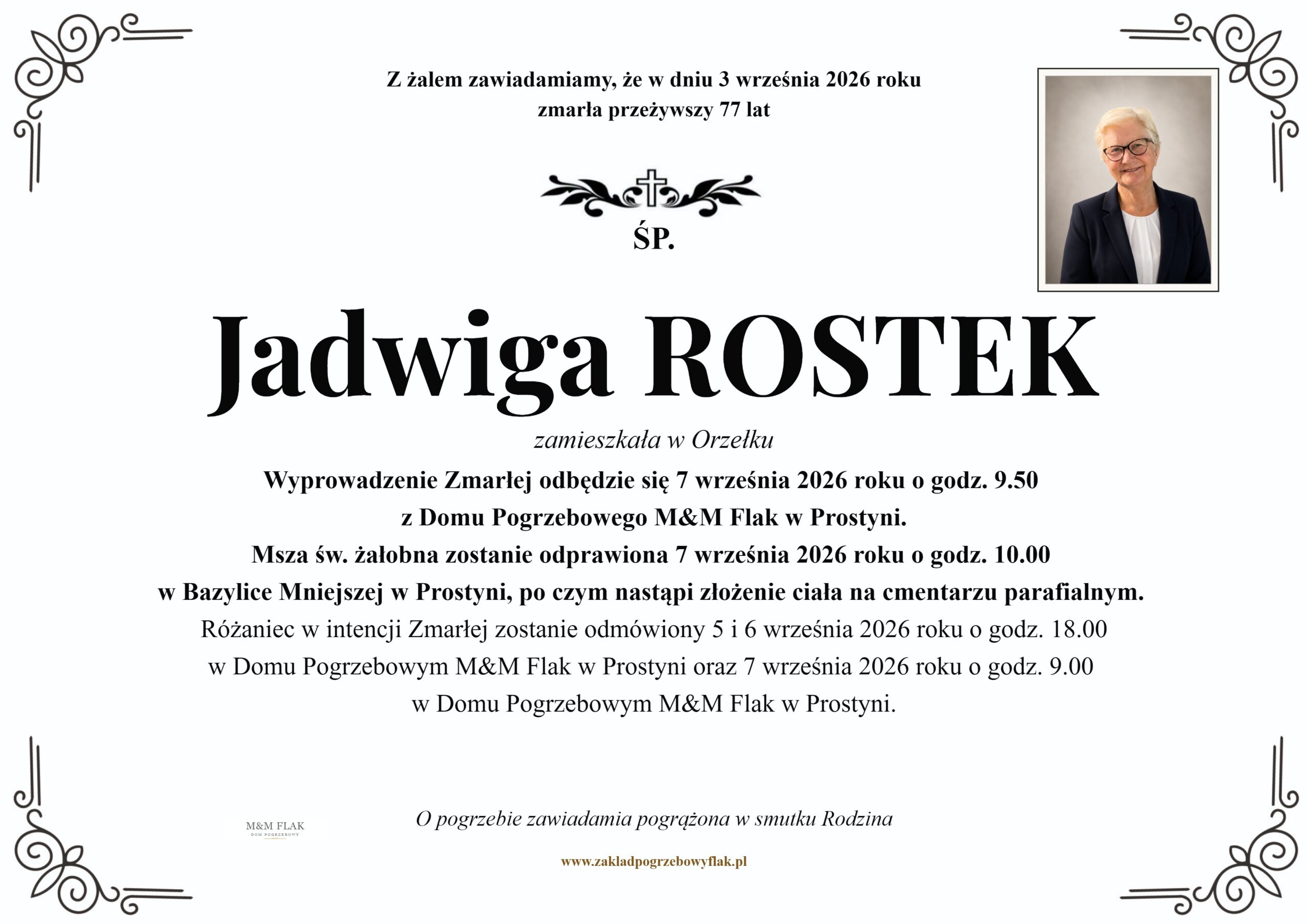 Nekrolog – Jadwiga ROSTEK