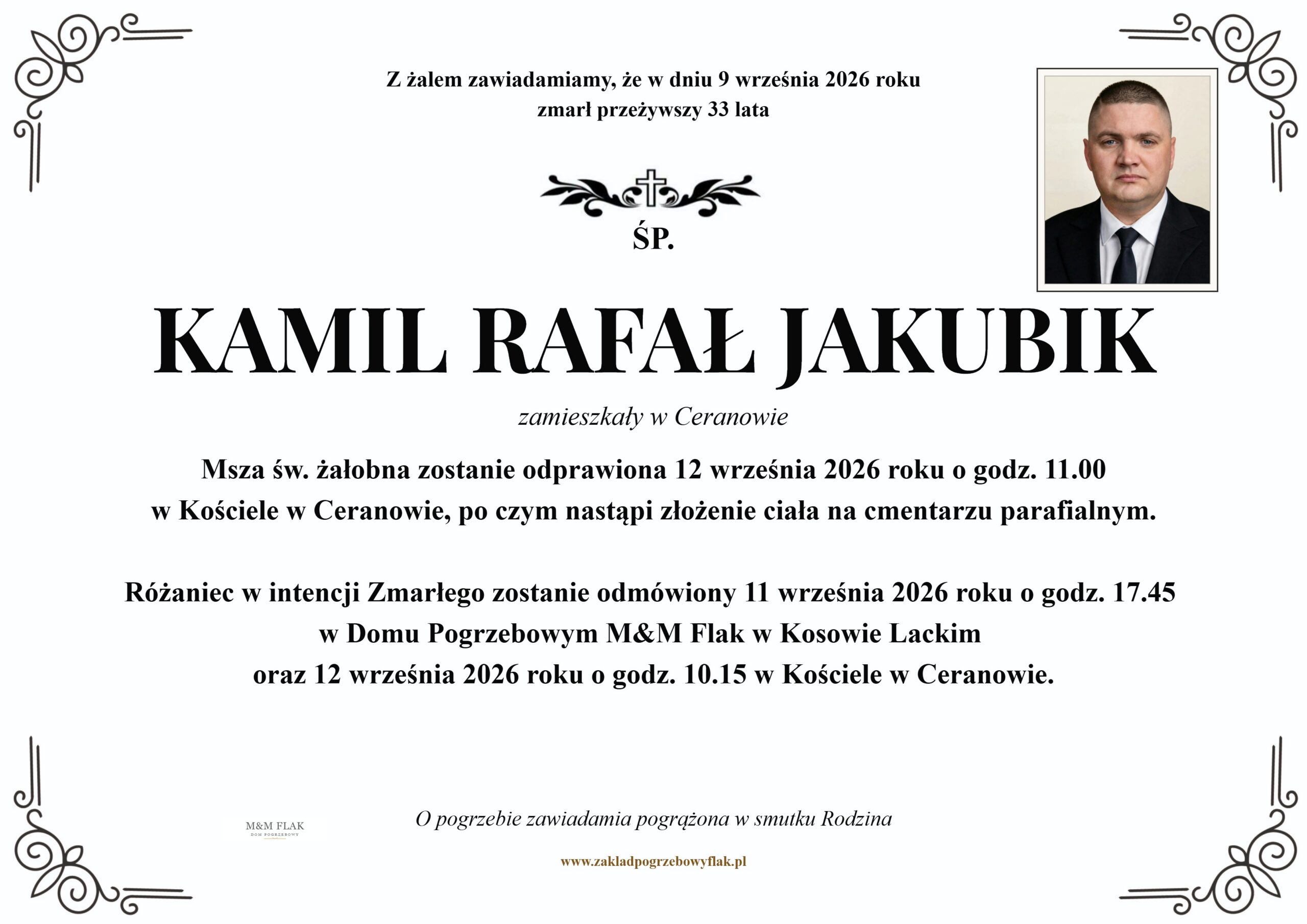 Nekrolog – KAMIL RAFAŁ JAKUBIK
