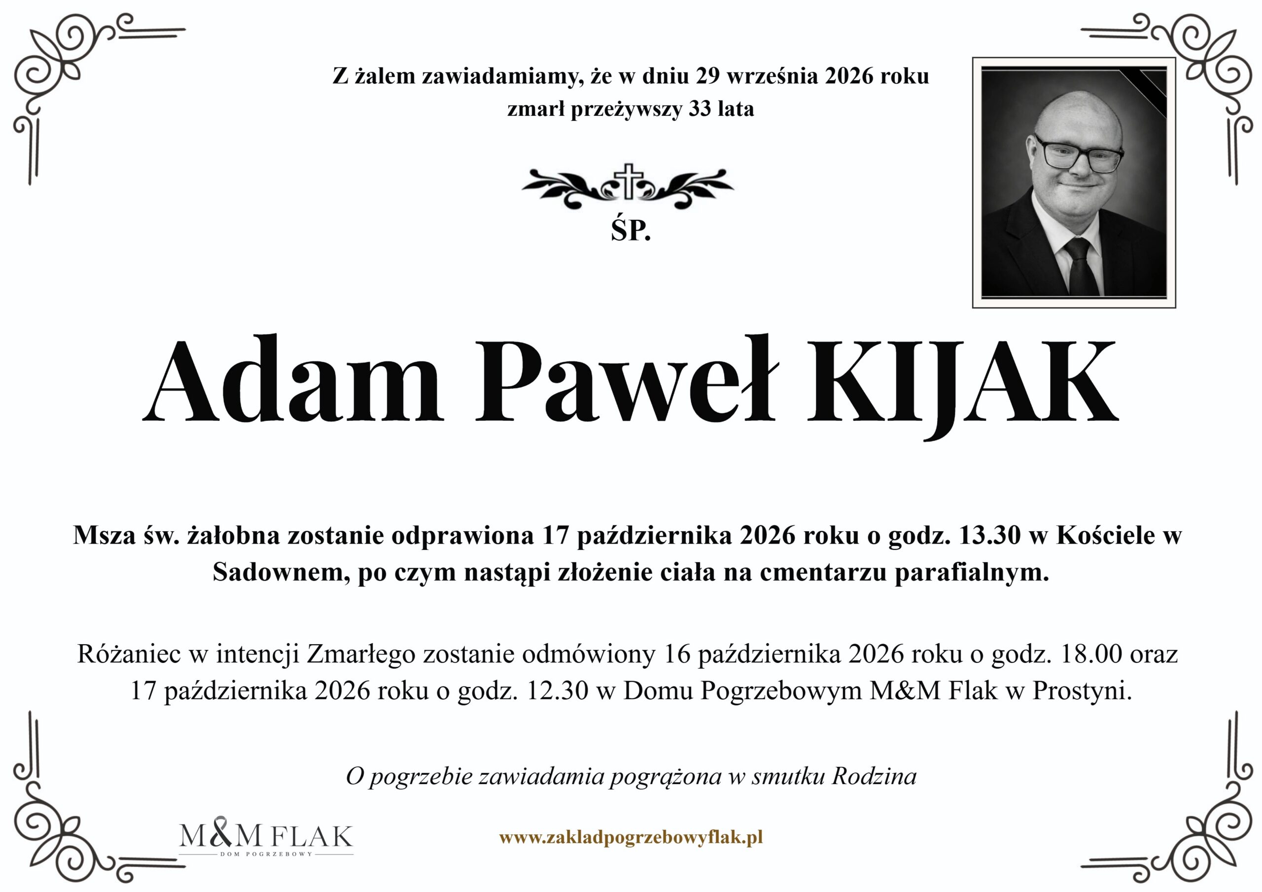 Nekrolog – Adam Paweł KIJAK