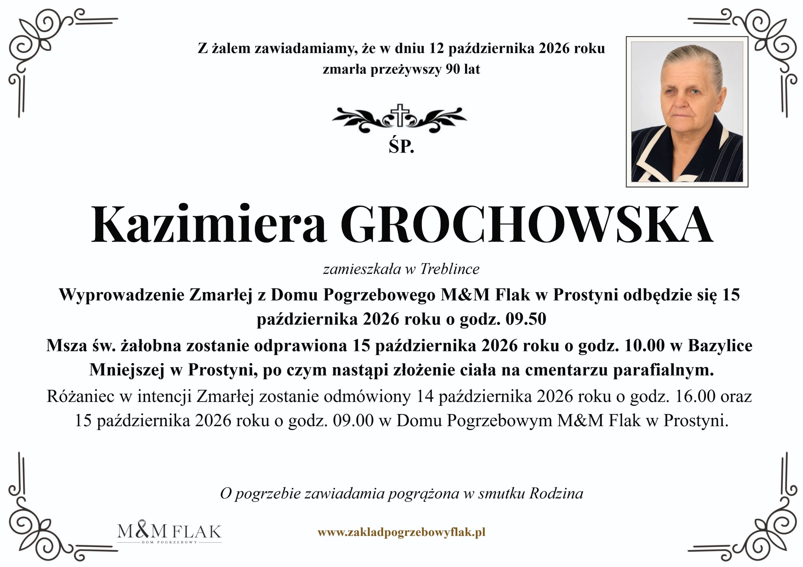 Nekrolog – Kazimiera GROCHOWSKA