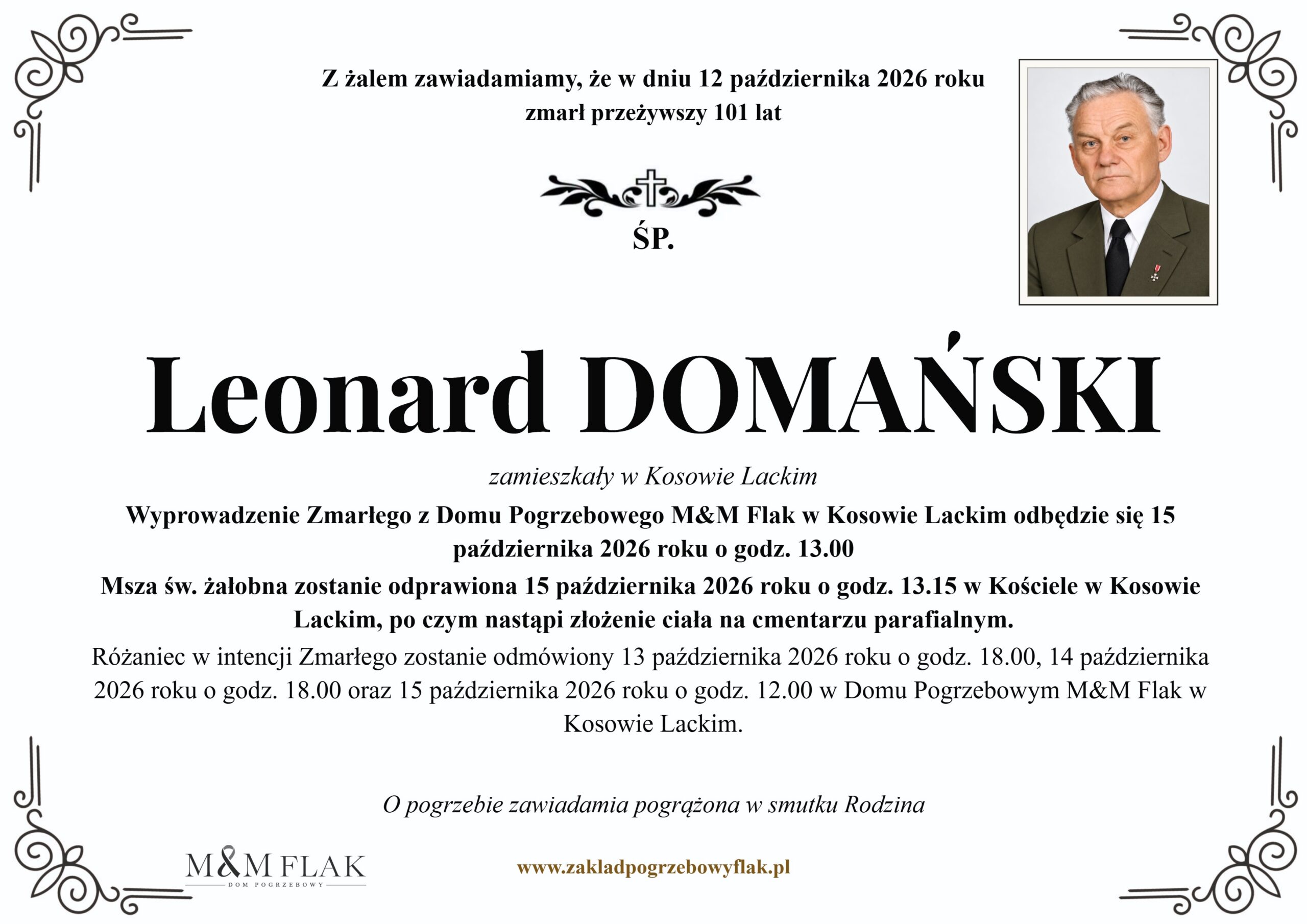 Nekrolog – Leonard DOMAŃSKI
