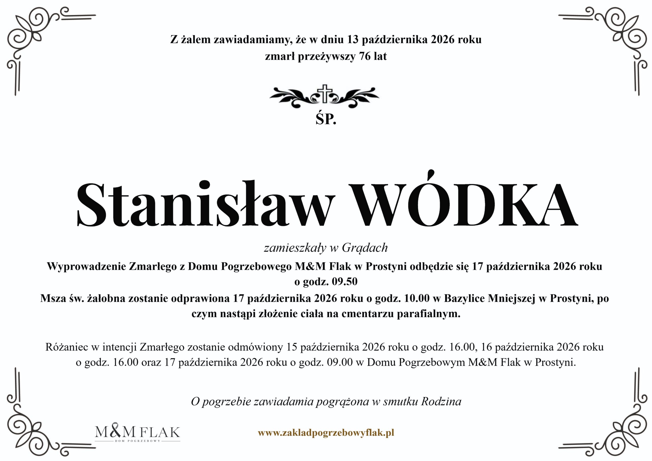 Nekrolog – Stanisław WÓDKA